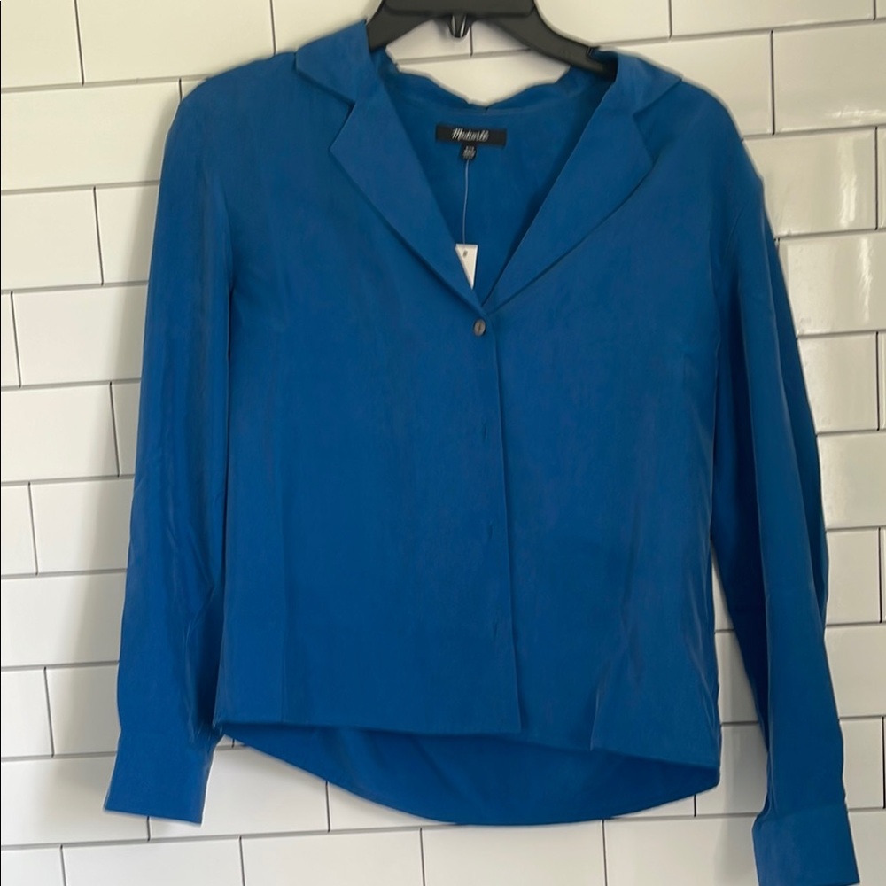 Blue silk top by madewell size xxs